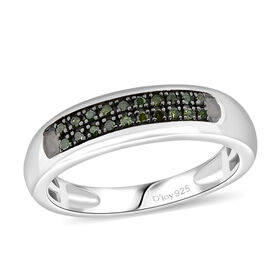 D'Joy Grüner Diamant Ring 925 Silber rhodiniert (Größe 16.00) ca. 0,10 ct