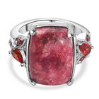 AA Norwegischer Thulit, Roter Granat Ring Silberfarben (Größe 18.00) ca. 13.30 ct