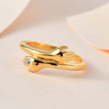 Wei&szlig;er Diamant Ring, 925 Silber vergoldet, (Gr&ouml;&szlig;e 16.00) ca.