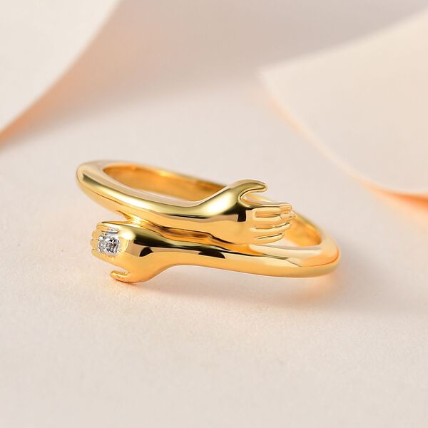 Weißer Diamant Ring, 925 Silber vergoldet, (Größe 16.00) ca. image number 2