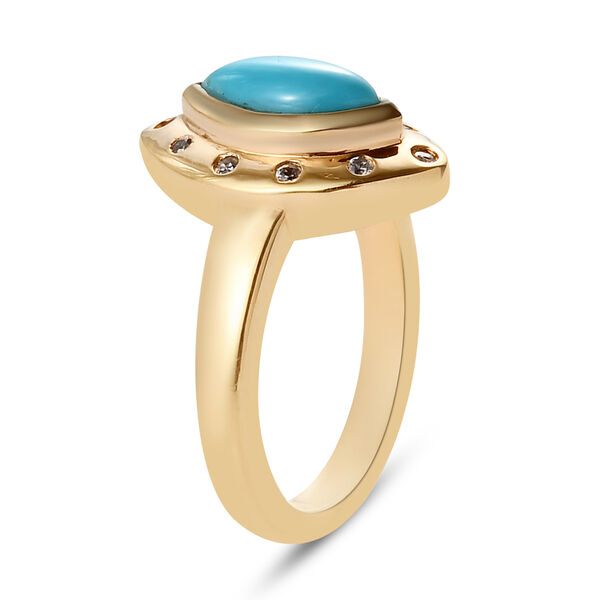 Nat&uuml;rlicher Sleeping Beauty T&uuml;rkis und Zirkon Halo Ring 925 Silber 585 Vergoldet image number 6