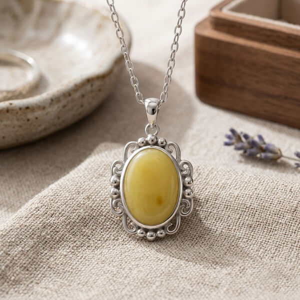 Bernstein Halskette ca. 43 cm 925 Silber image number 1