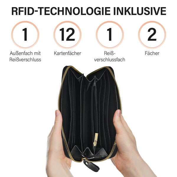 Echtleder Brieftasche, schwarz image number 3