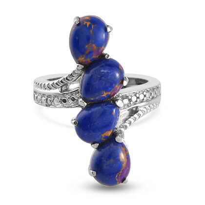 Lila Türkis bypass Ring Edelstahl (Größe 16.00) ca. 4,59 ct