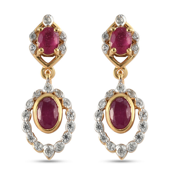 Afrikanische Rubin und Zirkon-Ohrh&auml;nger in Silber, 1,72 ct.