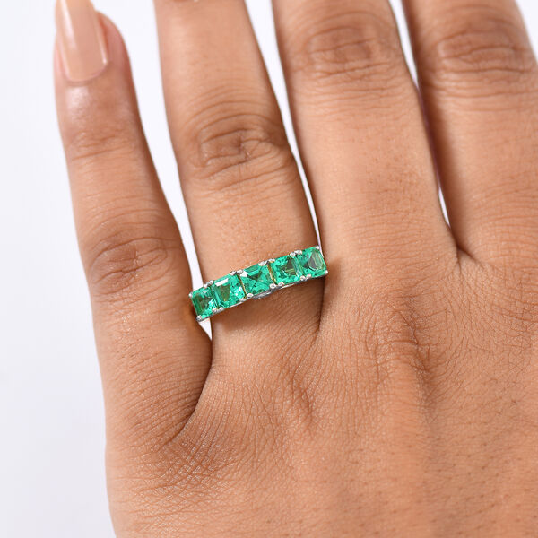 LUXURIANT AAA Labor kolumbianischer Smaragd und Labor Diamant Ring, 925er Silber rhodiniert - 1,60 ct. image number 2