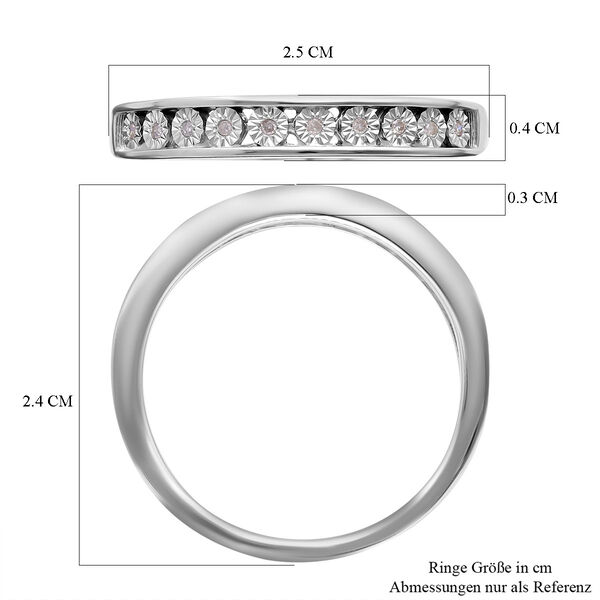 Half Eternity Diamant Ring, 925 Silber platiniert image number 12
