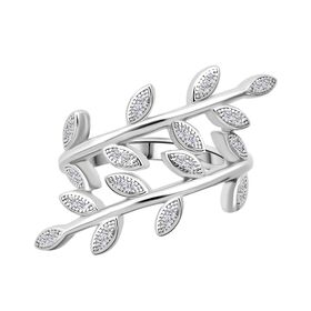 Lustro Stella Weißer Zirkonia Ring 925 Silber rhodiniert (Größe 21.00)