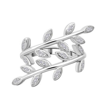 LUSTRO STELLA - Wei&szlig;er Zirkonia Ring 925 Silber rhodiniert (Gr&ouml;&szlig;e 21.00)