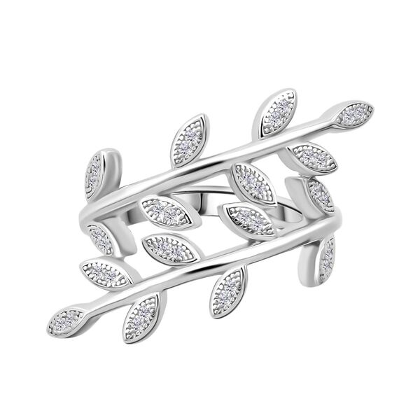 LUSTRO STELLA - Weißer Zirkonia Ring 925 Silber rhodiniert (Größe 21.00) image number 0