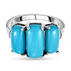 Amerikanischer, natürlicher Sleeping Beauty Türkis und Diamant-Ring, 925 Silber platiniert (Größe 16.00) ca. 3,68 ct