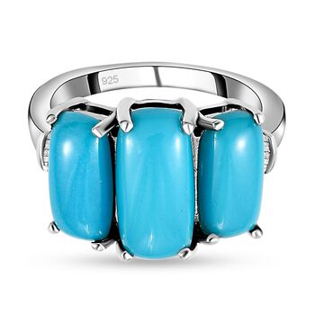 Amerikanischer, Nat&uuml;rlicher Sleeping Beauty T&uuml;rkis und Diamant-Ring, 925 Silber platiniert  ca. 3,68 ct