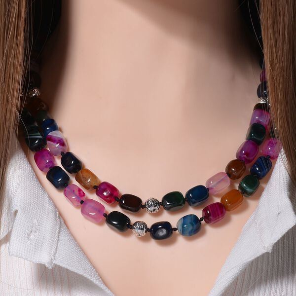 Doppellagige mehrfarbiges Achat-Halskette - 600 ct. image number 2