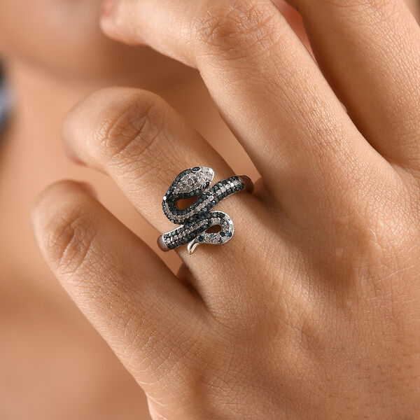 GP Trionfo Kollektion-Kanchanaburi Blauer Saphir, Blauer Diamant Ring 925 Silber rhodiniert (Größe 18.00) ca. 0.57 ct image number 4