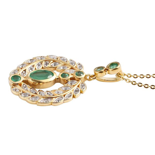 Kagem Sambischer Smaragd, Anhänger mit Kette, 925 Silber vergoldet, ca. 1.13 ct image number 4