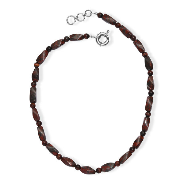 Leopard Jaspis, Rotes Tigerauge Halskette ca. 50 cm Nickelfreies Messing platiniert ca. 193.00 ct image number 4