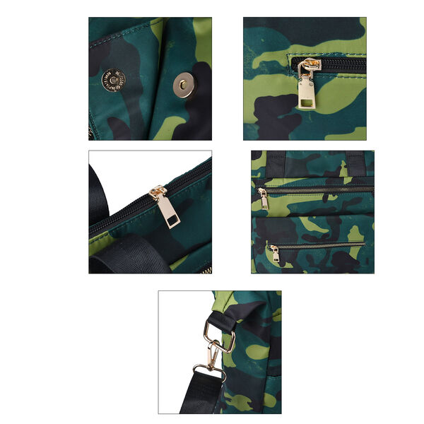 Tarnmuster Schultertasche für Damen, Größe 32x12x25 cm, Grün image number 6