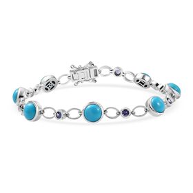 D'Joy AA Sleeping Beauty Türkis, Tansanit Armband ca. 20 cm 925 Silber rhodiniert ca. 8,86 ct.