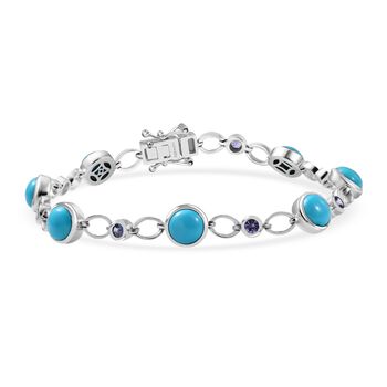 D'Joy AA Sleeping Beauty T&uuml;rkis, Tansanit Armband ca. 20 cm 925 Silber rhodiniert ca. 8,86 ct.