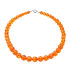 Natürliche, zertifizierte, baltische Bernstein Kugel-Halskette, 45 cm, 925 Silber Rhodium Überzug