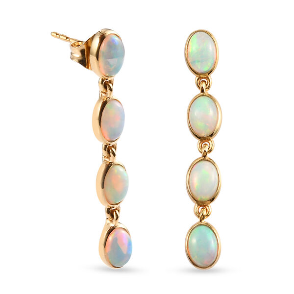 Nat&uuml;rlicher &Auml;thiopischer Opal Ohrringe 925 Silber vergoldet ca. 2,83 ct image number 4