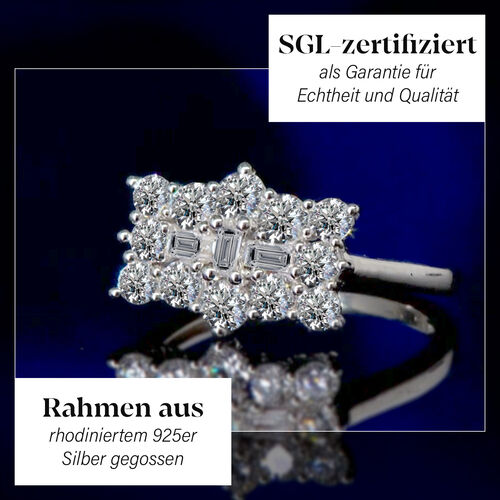 LUXURIANT DIAMOND- SGL zertifizierter VS-EF Labor Diamant Ring, 925 Silber rhodiniert - 1 ct. image number 7
