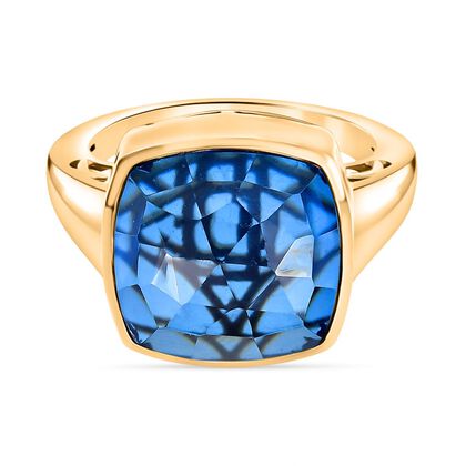 D'Joy Blauer Quarz Triplette Ring 925 Silber (Gr&ouml;&szlig;e 19.00) ca. 9,99 ct