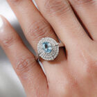 Kambodschanischer blauer und weißer Zirkon Halo-Ring, 925 Silber platiniert  ca. 1,93 ct image number 2