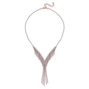 Wasserfall wei&szlig;es Kristall Collier, ca. 50 cm, ros&eacute;farben