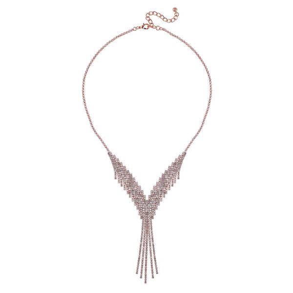 Wasserfall wei&szlig;es Kristall Collier, ca. 50 cm, ros&eacute;farben