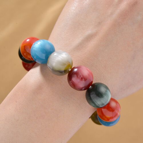 Kreiertes mehrfarbiges Katzenauge Armband Flexibles cm ca. 180.00 ct image number 1