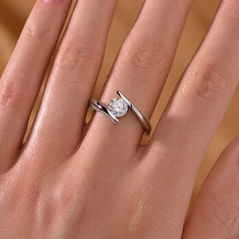 Moissanit Ring, 925 Silber rhodiniert - 1,10 ct.