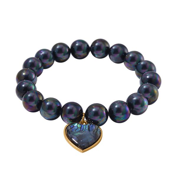 Pfaufarbenes Muschelkernperlen und Abalone Muschel Armband, 17-19 cm - 198 ct. image number 3