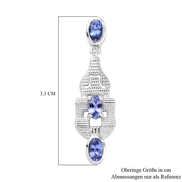 AAA Tansanit und Zirkon Ohrringe 925 Silber Platin-&Uuml;berzug ca. 1,40 ct image number 5