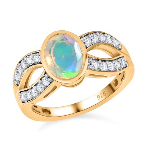 AA natürlicher, äthiopischer Welo Opal und Zirkon-Ring - 1,16 ct. image number 4