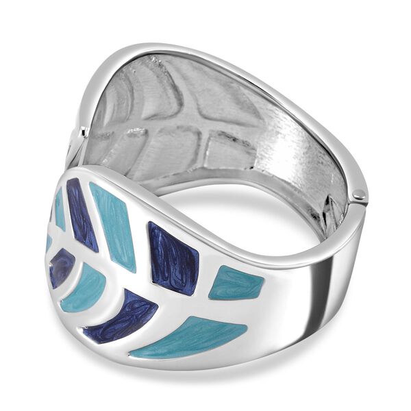 Abstrakter-Blattdesign-Armreif, Emailliert, blau und türkis image number 3