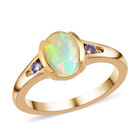 Natürlicher, äthiopischer Opal und Tansanit-Ring, 925 Silber vergoldet (Größe 16.00) ca. 1,05 ct image number 3
