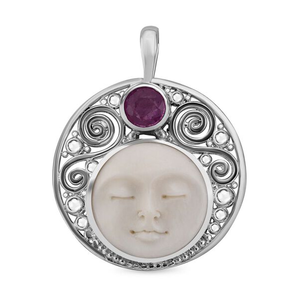 Sajen Silver- Perlmutt und Ilakaka rosa Saphir Anhänger - 12,97 ct. image number 0