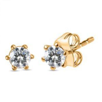 Moissanit Ohrringe 925 Silber 750 Gelbgold Vermeil ca. 0.43 ct