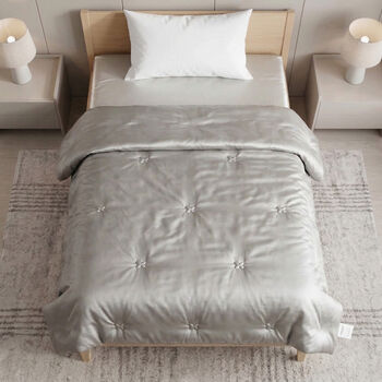 Serenity Night Seidendecke aus 100% Maulbeerseide mit 500gsm Kunstdaunenf&uuml;llung, 135x200cm, Grau