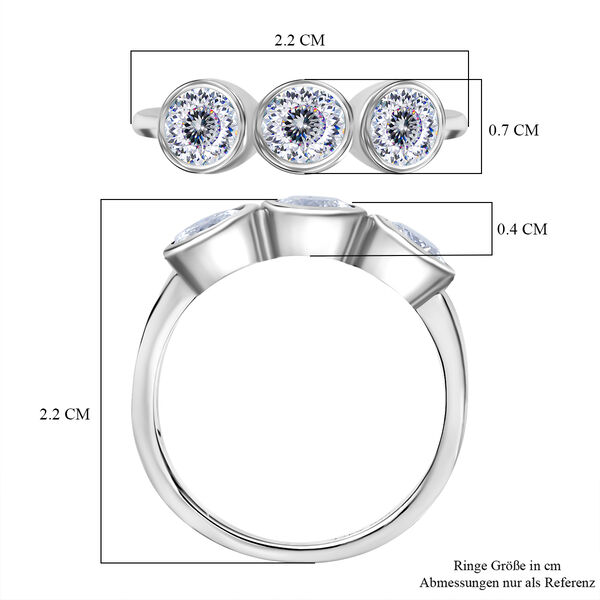 D’joy 100 Facetten Moissanit Ring 925 Silber rhodiniert (Größe 17.00) ca. 1,37 ct image number 7