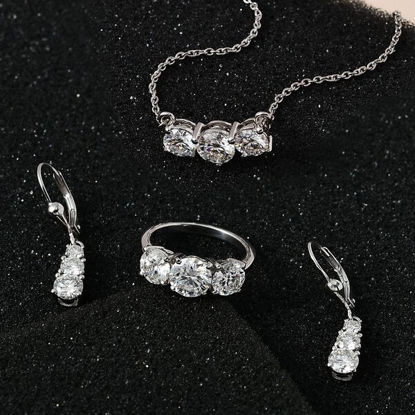 Moissanit Schmuckset, 925 Silber platiniert - 7,19 ct. image number 2