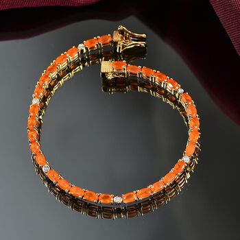 D'Joy AA Salamanca Feueropal, Moissanit Armband ca. 19 cm 925 Silber 750 Gelbgold Vermeil ca. 5.28 ct