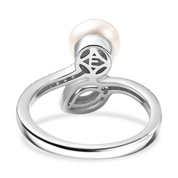 EverTrue S&uuml;&szlig;wasser Perle, himmelblauer Topas und Zirkon Ring image number 5