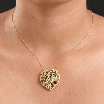 GP Amore x Trifono Kollektion- Mosambik Granat, Peridot und Multi-Edelstein Anh&auml;nger mit 50cm Kette - 2,82 ct.