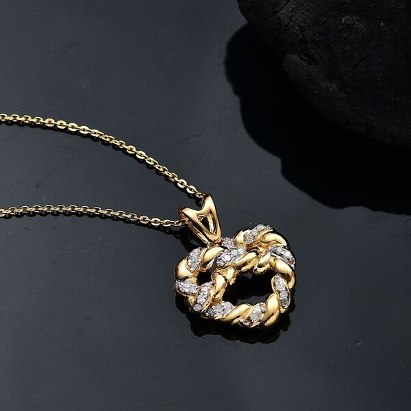 GP Amore Kollektion - Natürlicher weißer  Diamant und Kanchanaburi blauer Saphir Anhänger mit 50cm Kette, 925 Silber 750 Gelbgold Vermeil - 0,15 ct. image number 2