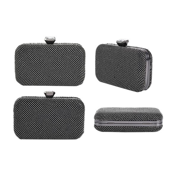 Moderne Clutch mit Kristallverzierung, Schwarz image number 4