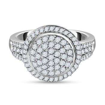 Wei&szlig;er Diamant Ring, 925 Silber platiniert (Gr&ouml;&szlig;e 19.00), ca. 0.75 ct