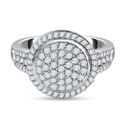 Wei&szlig;er Diamant Ring, 925 Silber platiniert (Gr&ouml;&szlig;e 19.00), ca. 0.75 ct