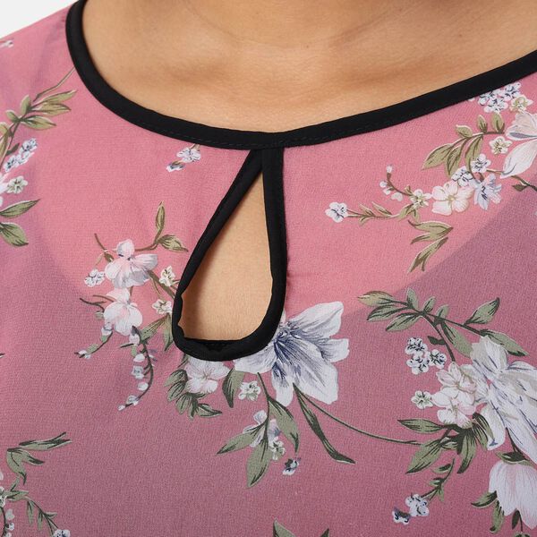 Chiffon Top, Blumenmuster, Einheitsgröße, rosa image number 3